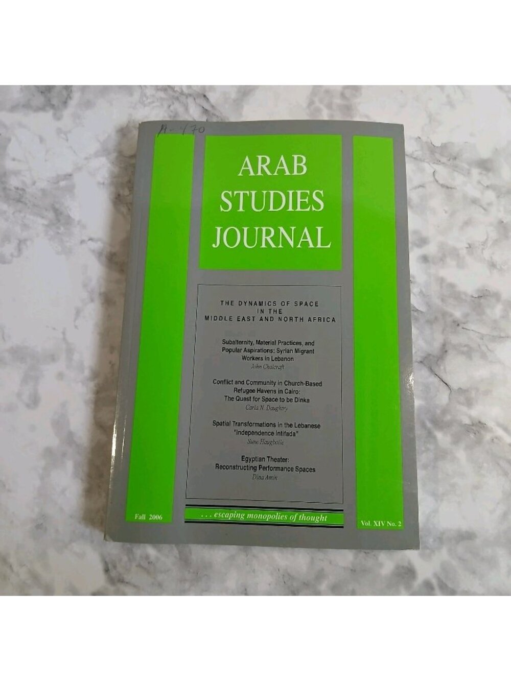 Arab Studies Journal Vol XIV No 2 Fall 2006 Middle East North Africa Academics